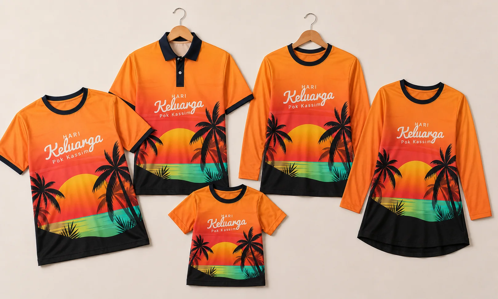 Contoh pelbagai jenis baju T-Shirt Family Day untuk dewasa dan kanak-kanak